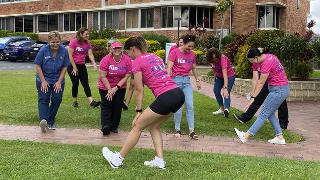 The Boobie Bunch is the largest team to ever participate in the Mater Chicks in Pink RACQ International Women’s Day Fun Run in the event's 31 year history.