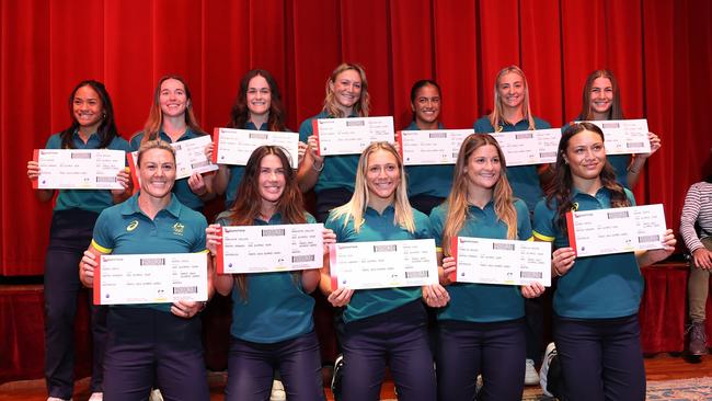 The Australian Women's Rugby Sevens team for Paris. Picture: Brendon Thorne/Getty Images