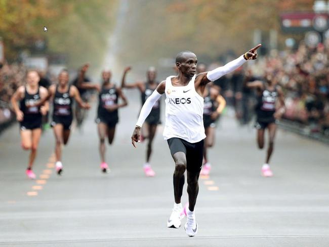 Kipchoge had his head up at the end of the race. Picture: Reuters