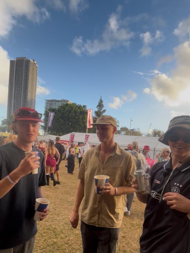 Damon Wirth, Hayden Bartlett and Jack Brumpton at the Out 2 Lunch Festival on Saturday.