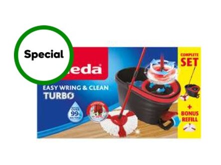 The spin mop she uses is available at Bunnings and also at Woolies where it’s currently on sale for $45. Picture: Supplied