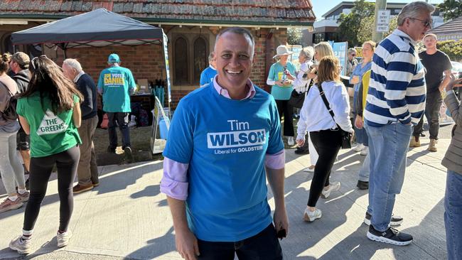 Liberal candidate for Goldstein Tim Wilson attends a pre-polling booth in Hampton on Friday. Picture: Zoe De Koning