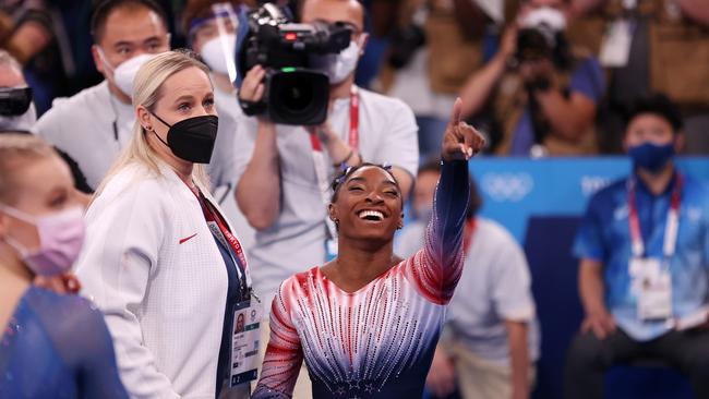 Simone Biles returned to Team United States and won Bronze in Women's Balance Beam Final. Picture: by Laurence Griffiths/Getty Images.