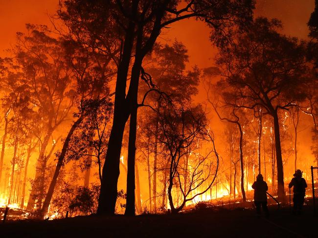 Firefighters battle to save properties in Colo Heights. Picture: Rohan Kelly