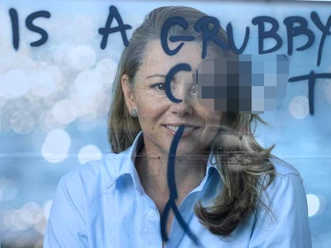 Zoe McKenzie, Liberal for Flinders. Her corflute was sprayed with disgusting message overnight.