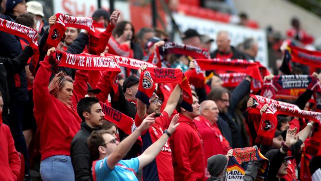 United supporters couldn’t rally their troops. Picture: AAP/Kelly Barnes