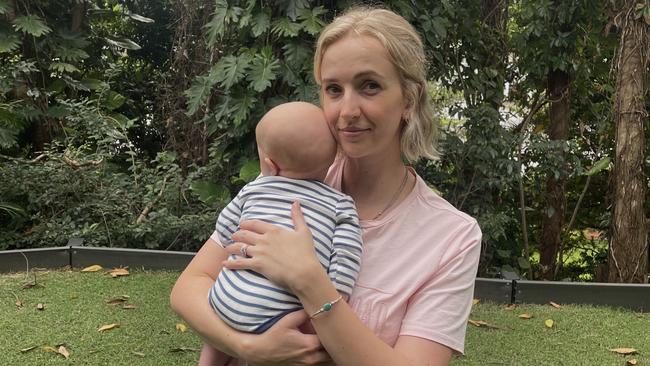 Keely, 31, from Cairns, had to fly 1700 km to the Gold Coast to give birth to her son Archie after the only private maternity service in Cairns closed. Picture: Supplied