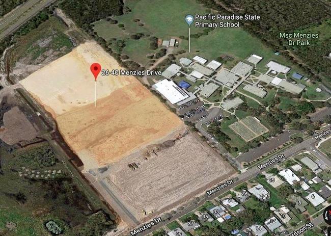 Plans are before council to develop a residential aged care facility at 26-40 Menzies Dr, Pacific Paradise. The parcel sold for more than $3 million in June 2016 to United Properties Pty Ltd and Golden Sun Holdings Pty Ltd. Picture: Google Maps