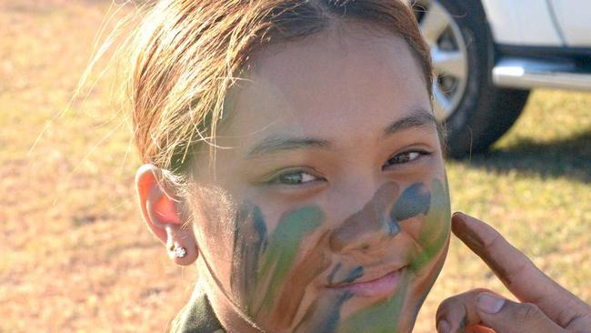 Cadet Recruit Bernadette Catubig at the unit's first on-base bivouac. Picture: Jann Houley