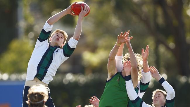 Ned Renfree of St Patrick's College marks the ball. Picture: Daniel Pockett/AFL Photos/via Getty Images