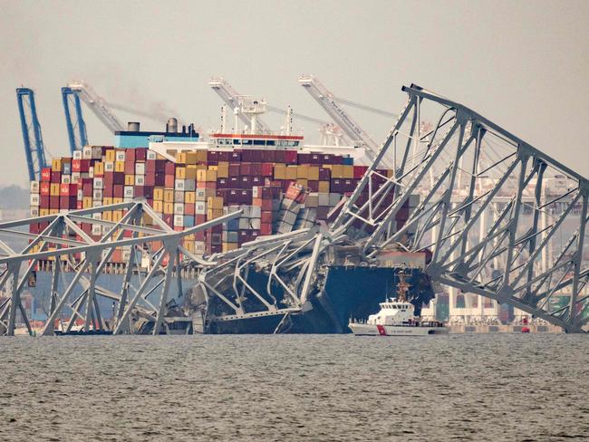 The Francis Scott Key Bridge collapsed after a cargo ship smashed into it. Picture: AFP