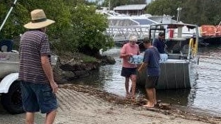 An emergency supply of water being delivered to residents on Tuesday morning