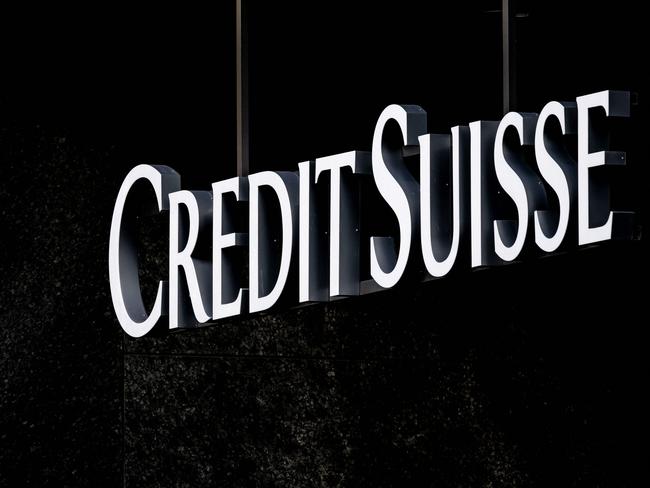 A sign of Switzerland's Credit Suisse bank is seen on an office building in Zurich on November 8, 2022. (Photo by Fabrice COFFRINI / AFP)