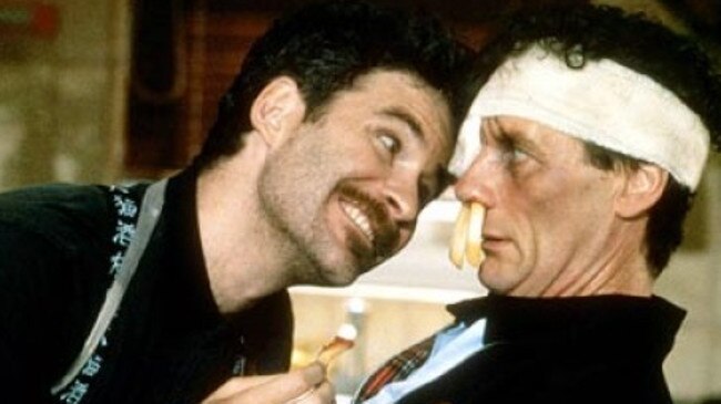 Kevin Kline and Michael Palin in scene from A Fish Called Wanda.