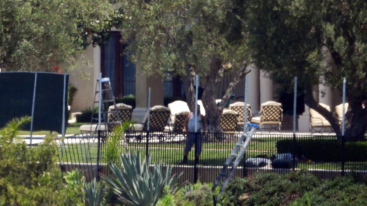 New screens were erected at the Beverly Hills mansion over the weekend. Picture: Backgrid