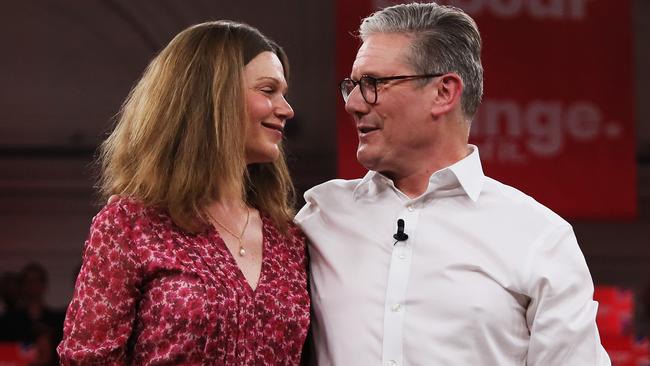 Sir Keir Starmer with his wife Victoria Starmer attend a campaign event in London. Picture: Getty Images.