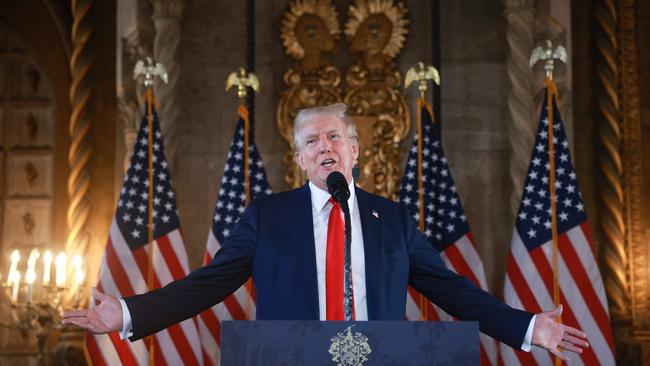 Donald Trump faced the media for over an hour at a Mar-a-Lago press conference. Picture: AFP