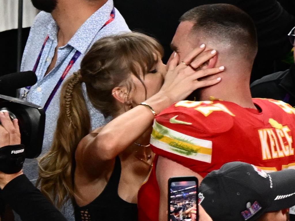 Swift’s romance with Kelce has been very different to her six-year relationship with Alwyn. Picture: Patrick T. Fallon / AFP