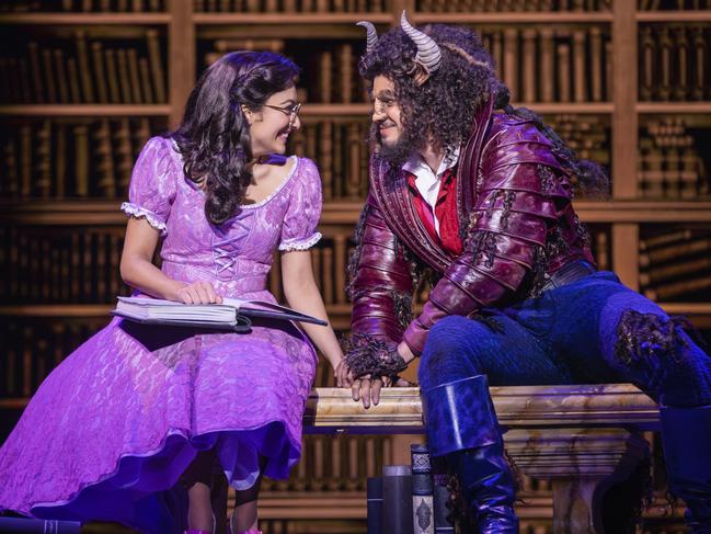 Belle – played by Shubshri Kandiah, pictured with Brendan Xavier – notably wears glasses in the updated production. Picture: Daniel Boud