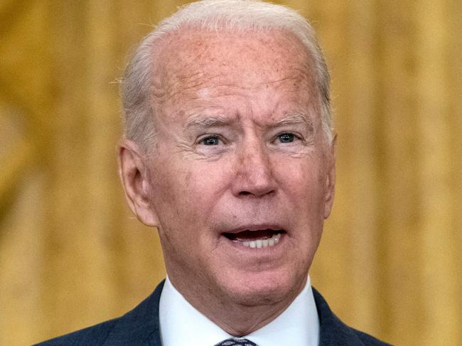 US President Joe Biden responds to questions about the ongoing US military evacuations of US citizens and vulnerable Afghans, in the East Room of the White House in Washington, DC, on August 20, 2021. - Biden said Friday he has not seen America's allies question US credibility over the conduct of its withdrawal from Afghanistan as the Taliban took over the country. (Photo by ANDREW CABALLERO-REYNOLDS / AFP)