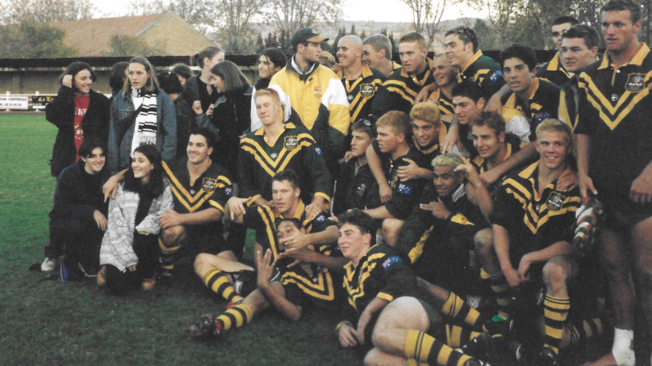 The 1999 Australian Schoolboys team after beating France 76-0 in the first match (and Test) of their famous tour 25 years ago.