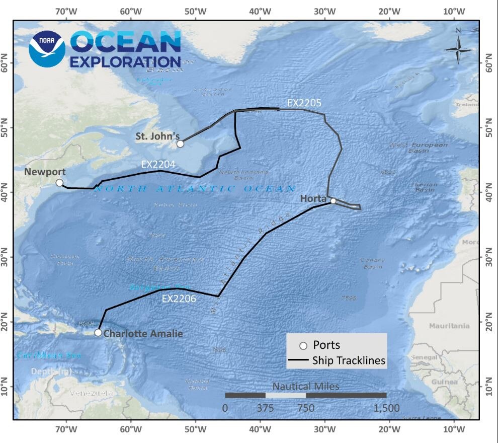 A map of NOAA's Ocean Exploration program.