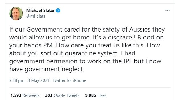 Slater will not commentate the 2021 Ashes series after his axing.