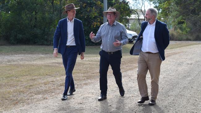 Queensland Transport Minister Mark Bailey, Rockhampton MP Barry O'Rourke and Queensland senator Anthony Chisholm. Picture: Aden Stokes