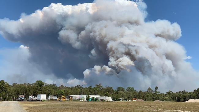 Cooroibah residents are being urged to leave as a vegetation fire pushes towards the community. Photo: Contributed