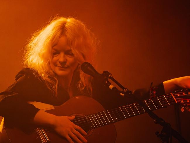 US singer-songwriter Jessica Pratt performing with her band at Vivid 2025 in Sydney Opera House' s Joan Sutherland Theatre. Picture: Jordan K Munns *PLS CREDIT*