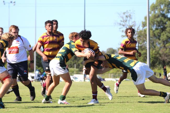 Ballymore Cup rugby action at the Albany Creek Brumbies Junior Rugby Union Club on Friday, April 12, 2024.
