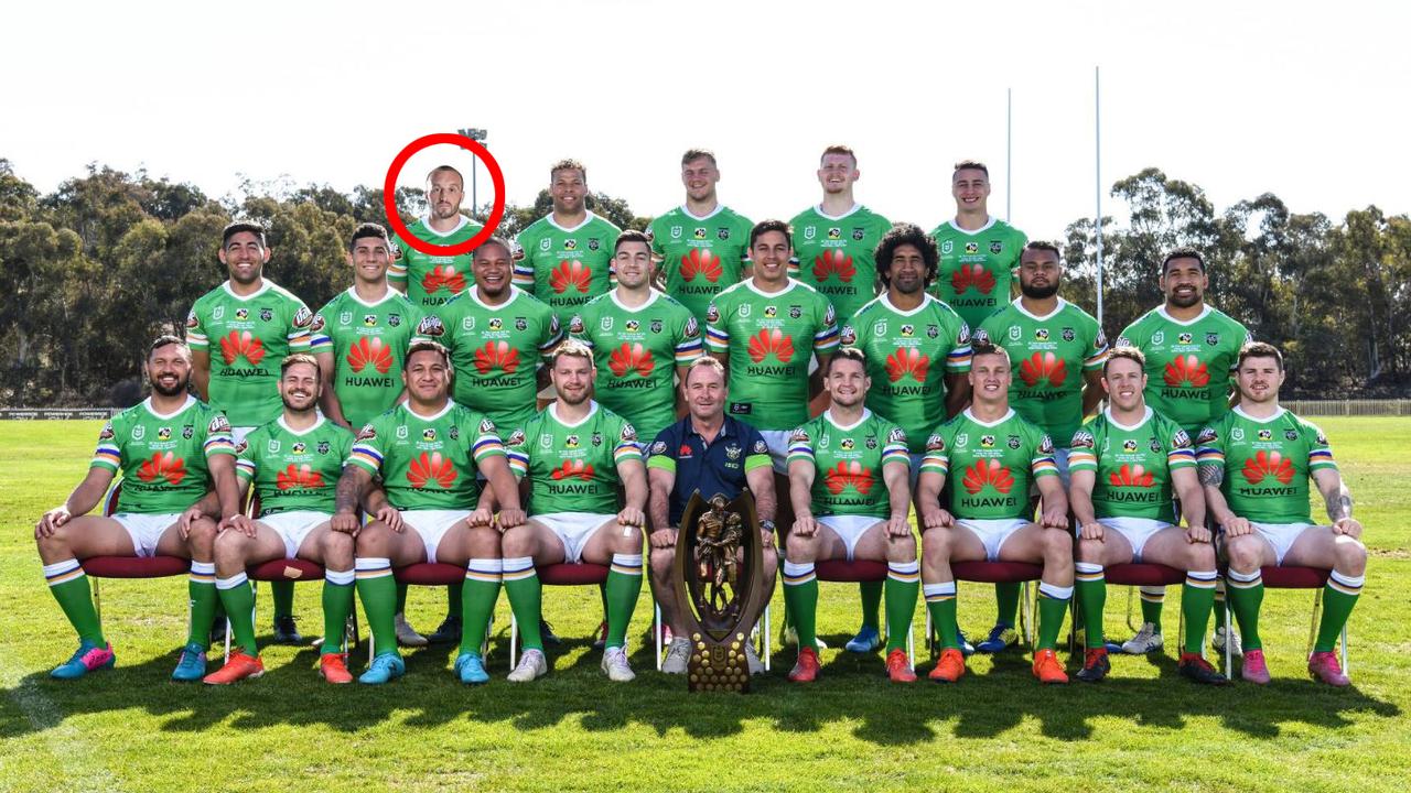 Josh Hodgson had to be photoshopped in to the Raiders' Grand Final picture.