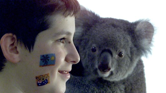 Andrew Krezevic, 12, with a furry friend on January 22, 2003. Picture: Marc McCormack