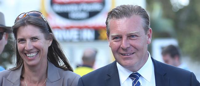 East Hills rivals Liberal’s Wendy Lindsay and Labor’s Cameron Murphy at pre-polling centre East Hills in Sydney last week: Picture: Britta Campion