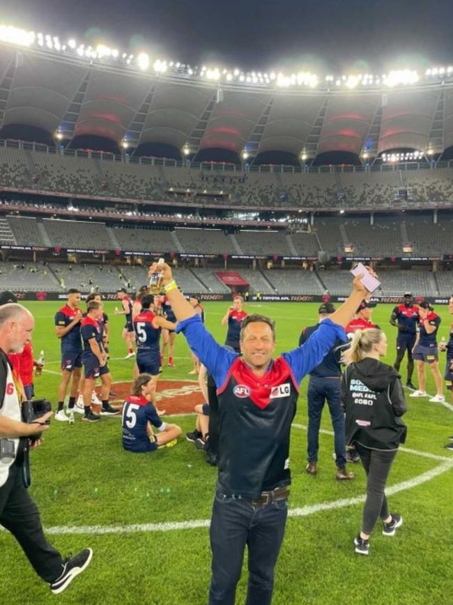 Burbank on the ground at Optus Stadium after the grand final.