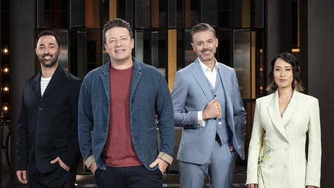 Andy Allen, Jamie Oliver,  Jock Zonfrillo  and Melissa Leong are part of MasterChef Australia 2023.Picture:  Supplied/Channel 10