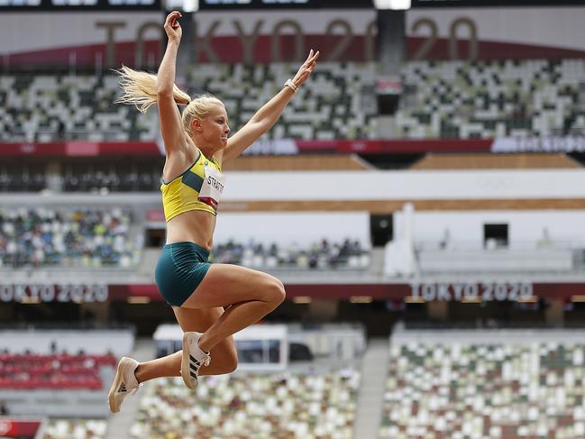 Australia’s Brooke Stratton competes in the women’s long jump. Picture: Alex Coppel