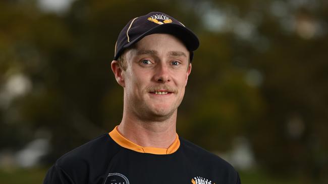 West Torrens leg-spinner Daniel Fallins. Picture: Naomi Jellicoe