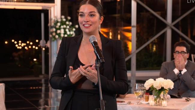 Annie Murphy winning an Emmy for Outstanding Supporting Actress in a Comedy Series at the 72nd Emmy Awards show, 2020.