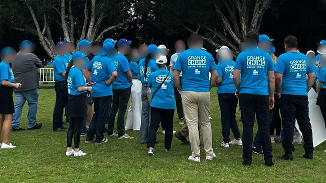 A large number of Liberal volunteers for Reid candidate Grange Chung, which the ALP believed featured many members of the Plymouth Brethren Christian Church. Picture: Supplied