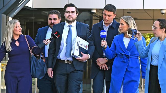 Former parliamentary staffer Bruce Lehrmann leaves Toowoomba Magistrates Court. Picture: NewsWire/John Gass