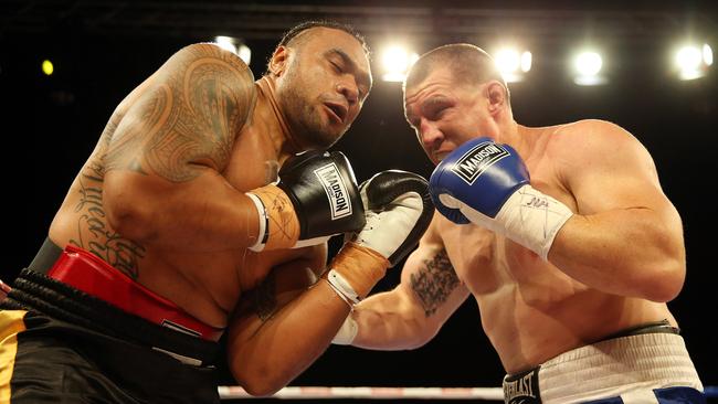 Paul Gallen defeated Junior Paulo,when the two squared off in 2016. Picture: Craig Greenhill