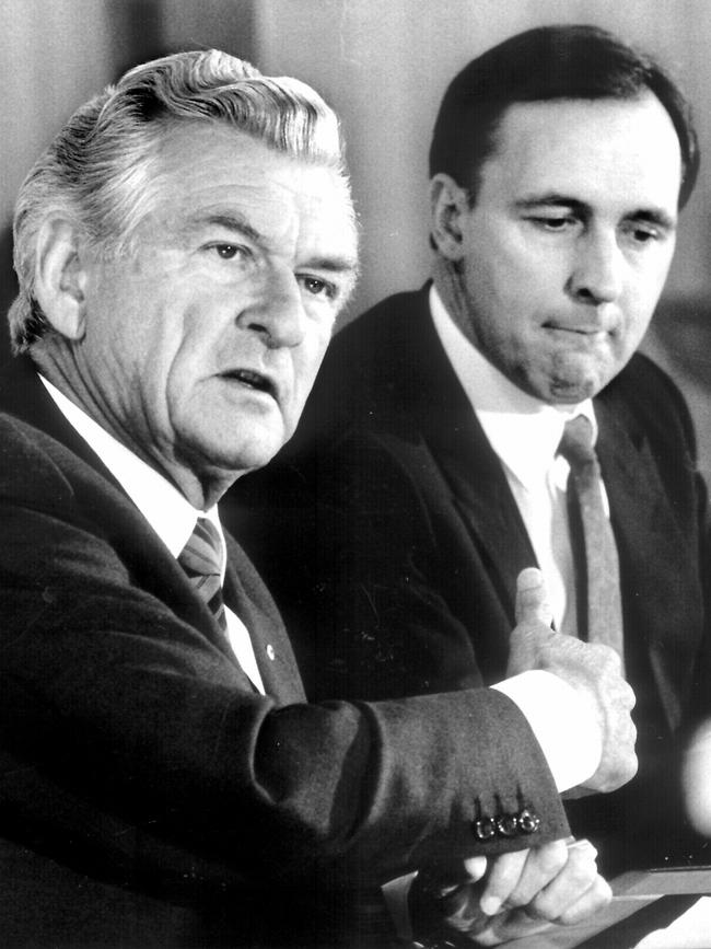 The then prime minister Bob Hawke and Mr Keating in 1989.