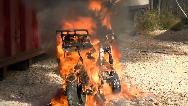 Screen grabs of footage captured by Fire and Rescue NSW of fires caused by Lithium Ion Batteries. Picture: Supplied