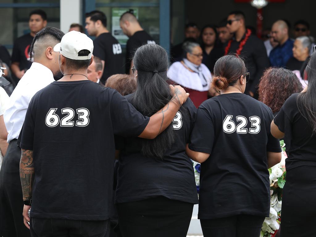 Mourners wore shirts honouring Titmuss’ Manly number.