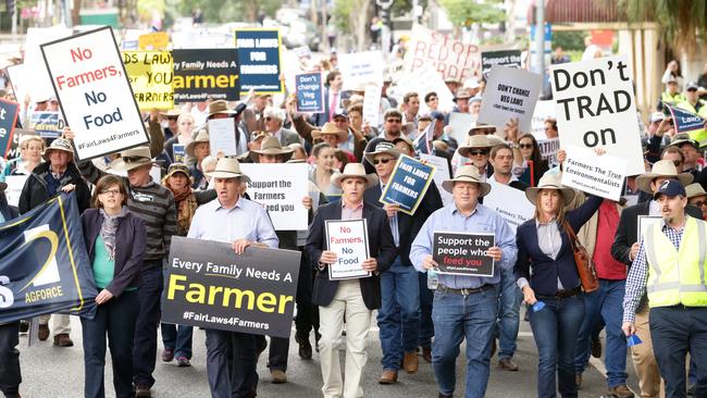 The 300-strong crowd were protesting against land clearing laws. Pic: Liam Kidston