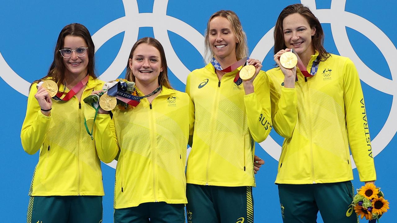 The victorious Australian 4x100m medley relay team. Picture: Getty Images