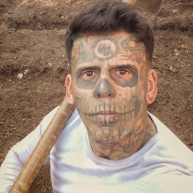 Leandro de Souza was once dubbed the “most tattooed man” in Brazil. Picture: Instagram/leandrodesouzabless