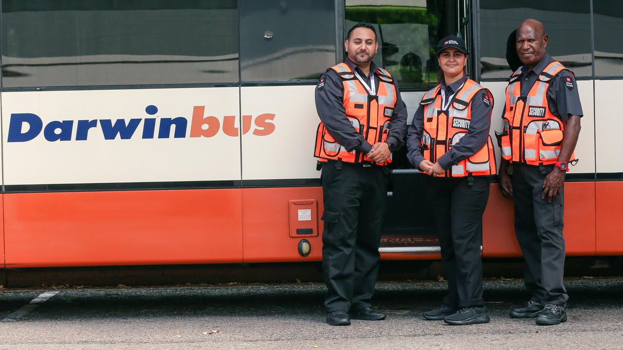 Extra security officers began riding on Top End buses to deter anti-social behaviour in November. Picture: Glenn Campbell