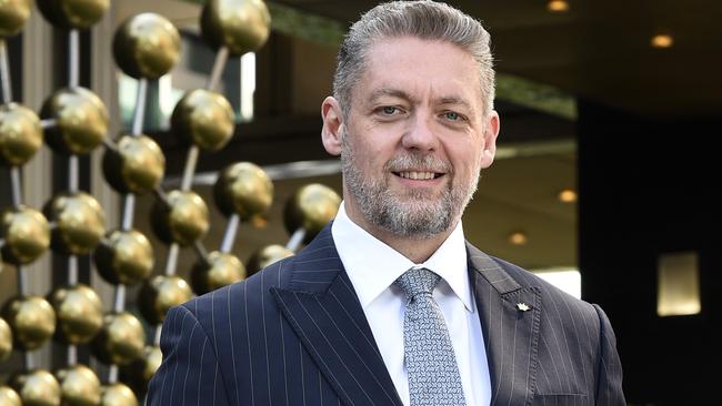 New Crown Resorts chief executive Ciaran Carruthers on Tuesday. Picture: Andrew Henshaw